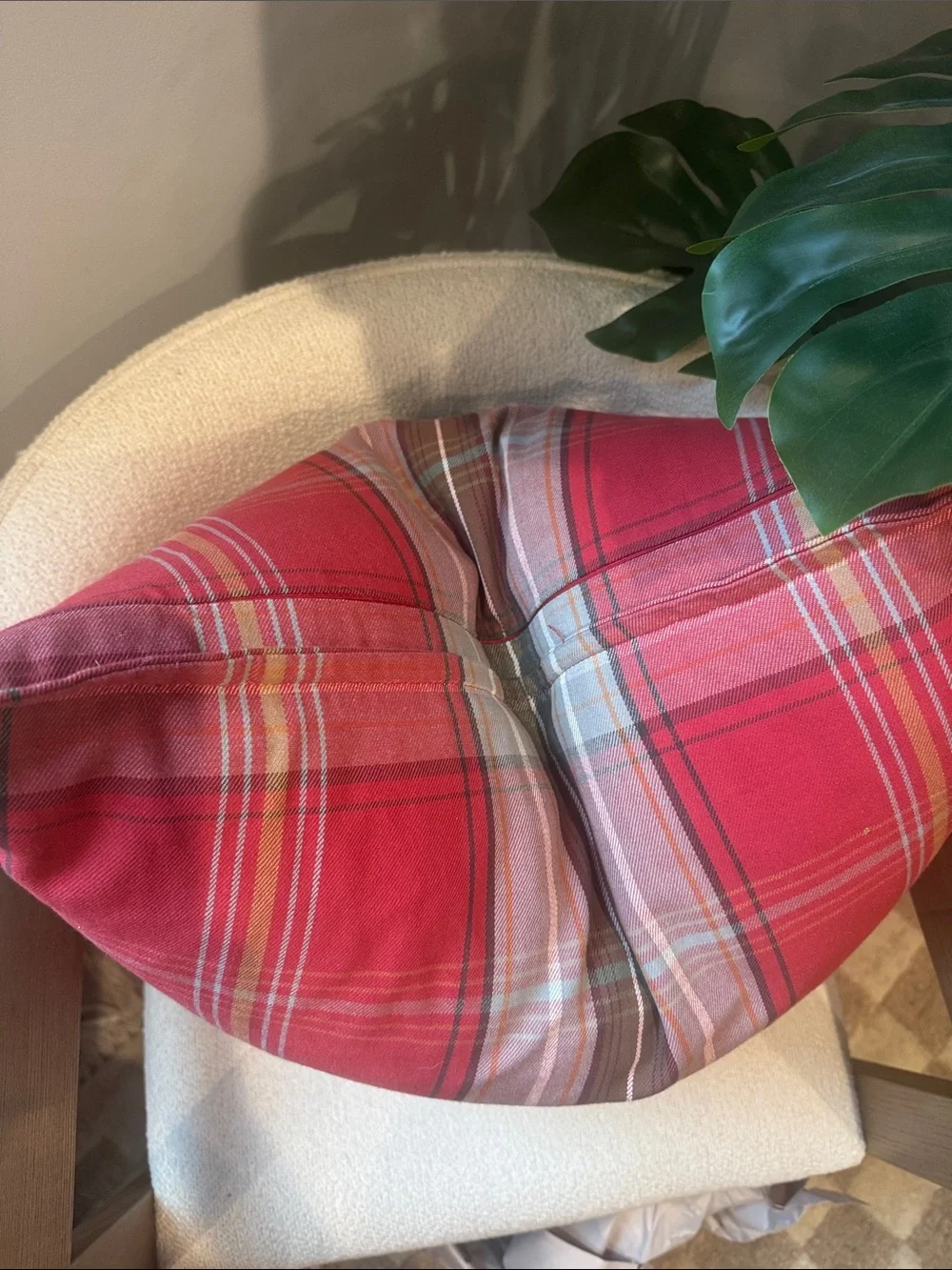Pottery Barn Red Plaid Decorative Throw Pillow